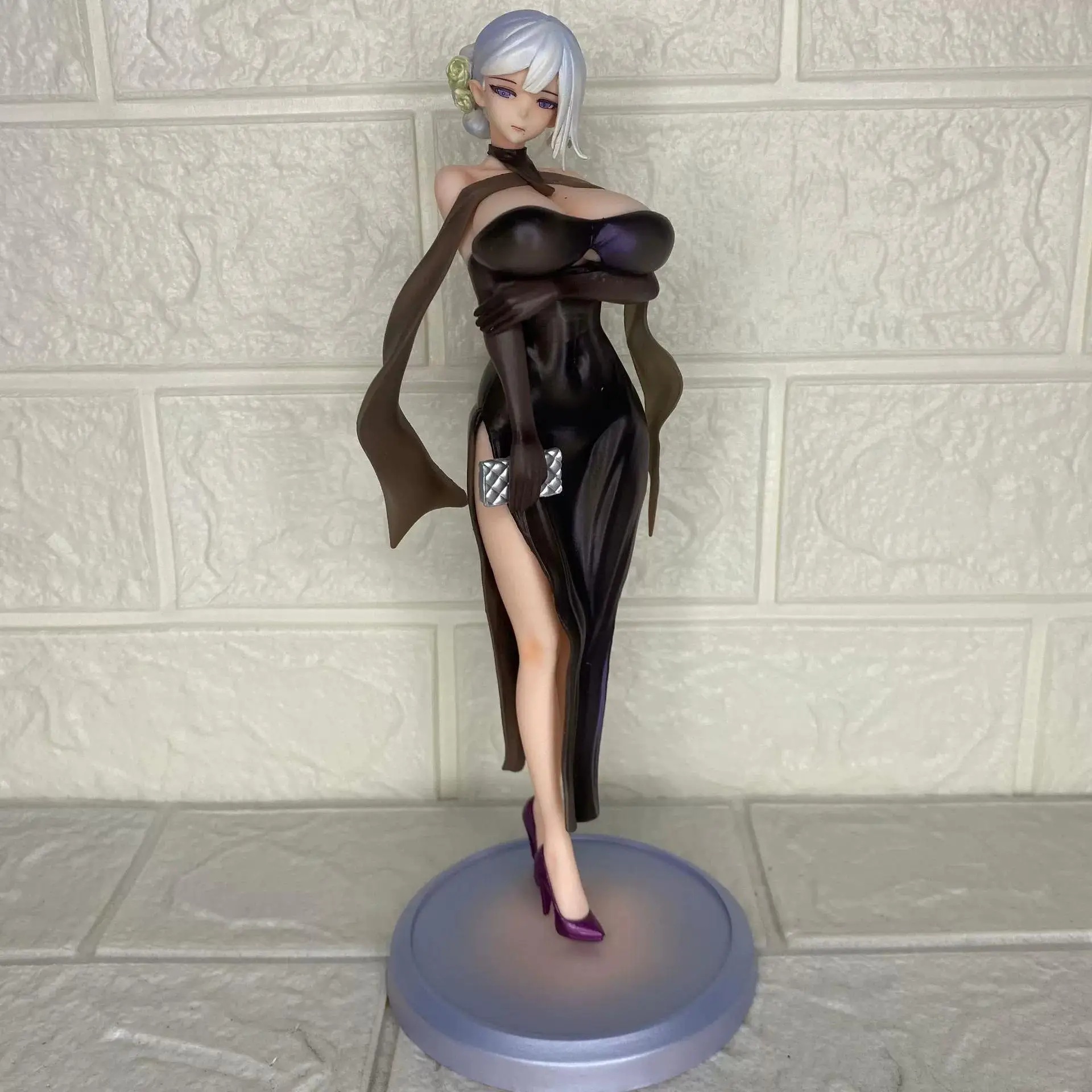 HKS Wife Figure - Silver Hair Black Dress Elegant Standing Pose 25cm Can Move Pvc Anime Girl Collectible Model Toys Gifts