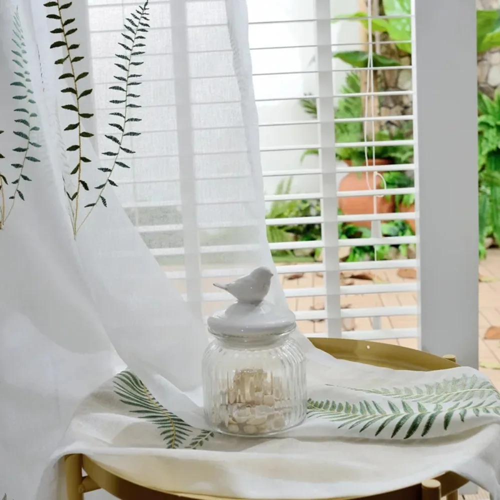 Curtains for Living Dining Room Bedroom Korean Rural Embroidered
