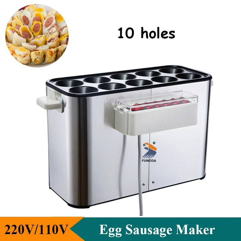 Stainless Steel Electric Egg Sausage Snack Making Machine 10 Holes Commercial Mini Egg Roll Maker Machine