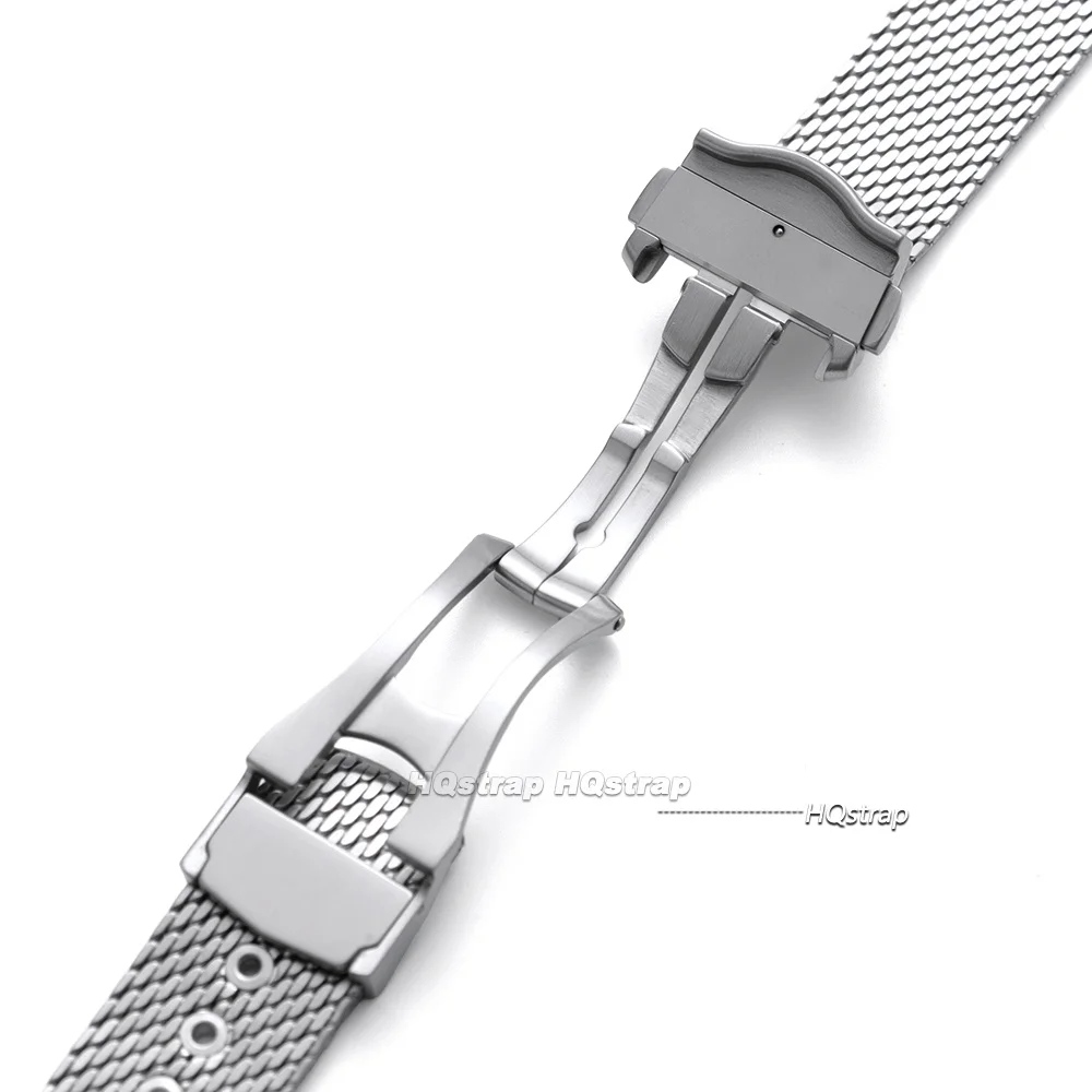 Stainless Steel Watch Strap 20mm For Omega Seamaster 007 300 for Speedmaster Mesh Bracelet Folding Buckle Business Wristband view 6