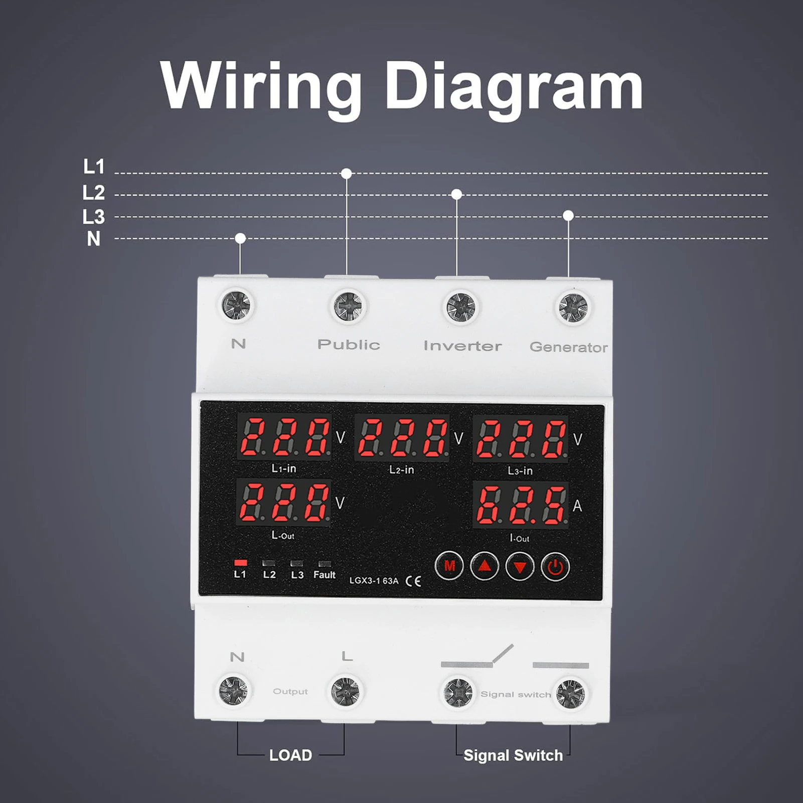 Automatic Changeover  3 Phase 4 Wire 63A Automatic Transfer  Adjustable Parameter for Commercial Industrial Use