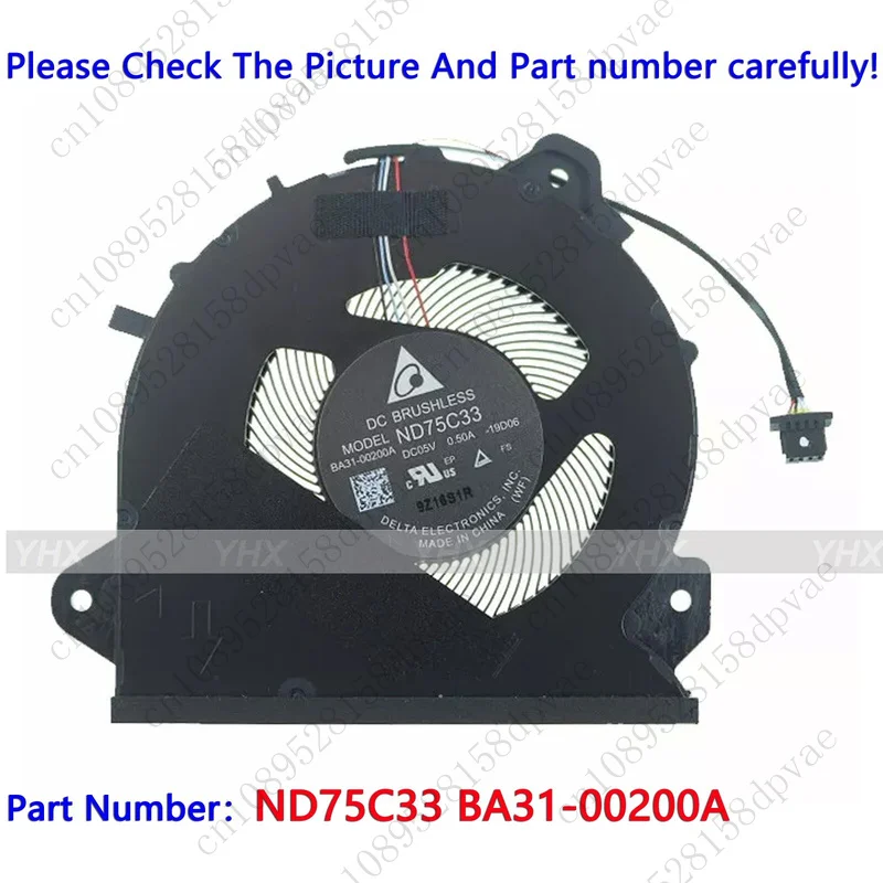 

GYX New For SAMSUNG Galaxy Book ION 2 15 CPU COOLING FAN ND75C33 BA31-00200A Fast delivery