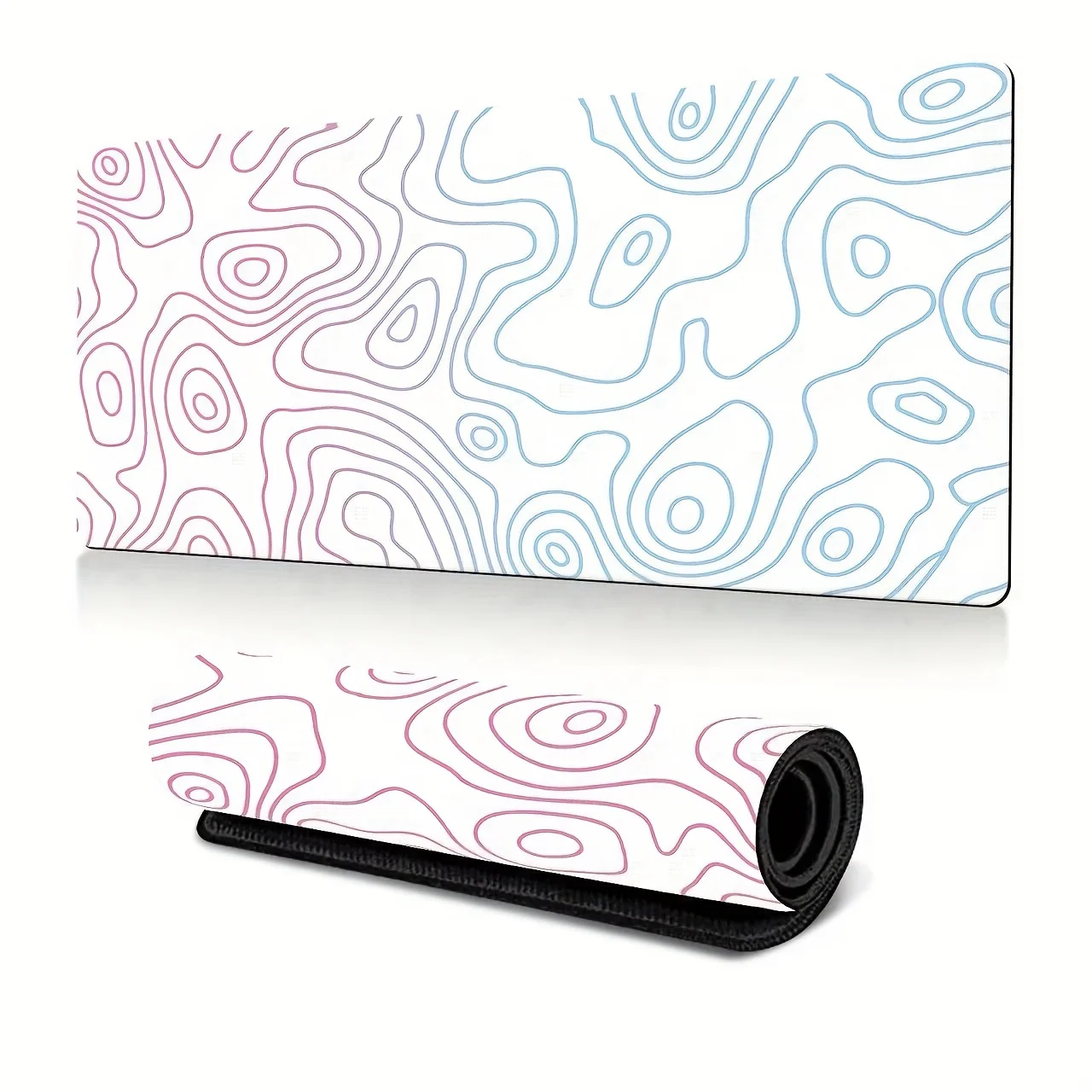 Single Gaming Mouse Mat, Extra Large Keyboard Pad 80.01 X 29.97 cm, Black And White Topographic Design