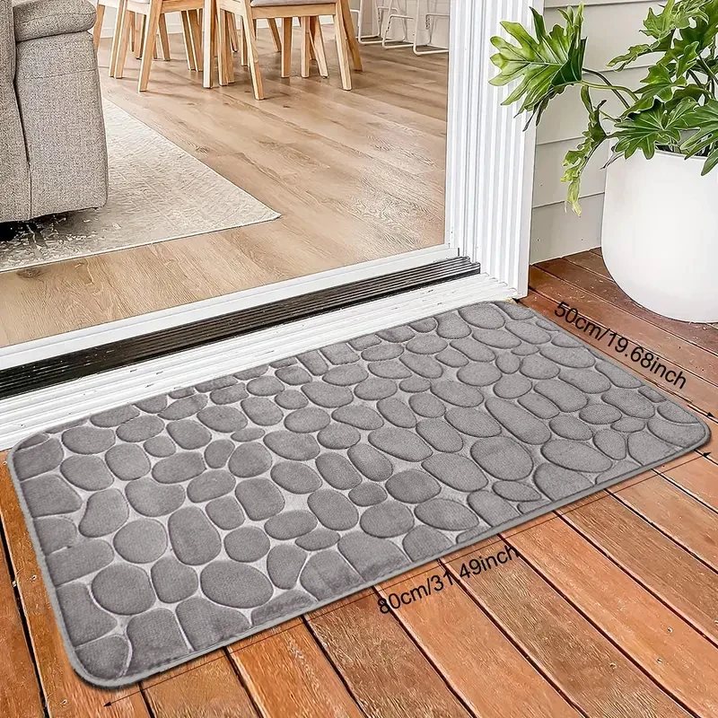 Bath Mat Cobblestone Bathroom Rug Floor Mat Memory Foam Bathmat Thick Soft Absorbent Non Slip Washable Carpet  for bath shower