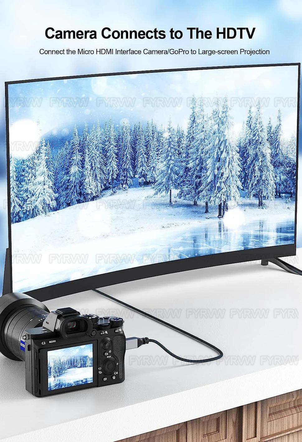 4K Micro HDMI-kompatibel zu HDMI-kompatibles Kabel für GoPro Hero Raspberry Pi 4 Sony A6000 Nikon Yoga 3 Kamera Micro HD zu HDTV – Detail 3