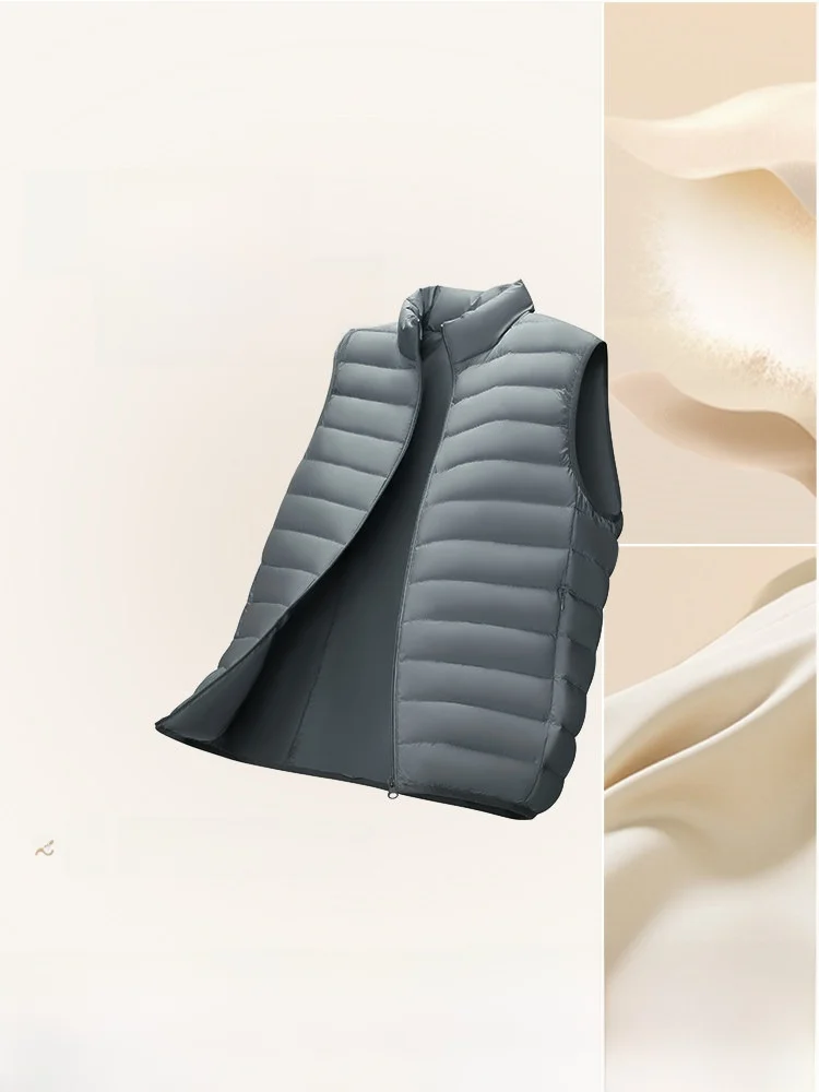 

Snow Flng Spring 2026 Men's Casual Lightweight Stand Collar down Vest Comfortable Breathable Nylon Busin Casual Single Wear