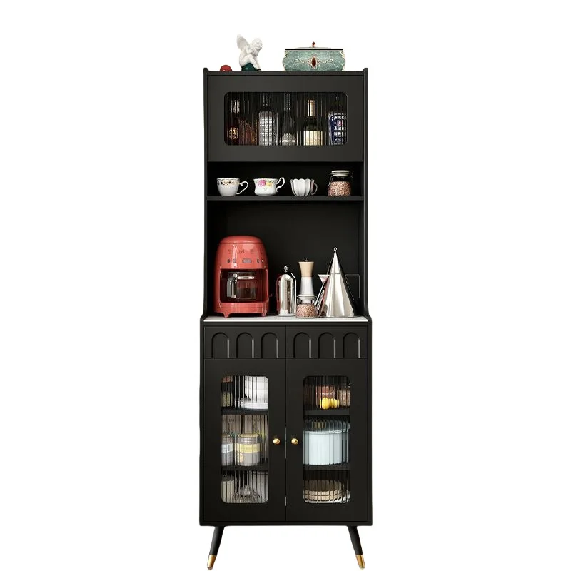 

American retro style dining side high cabinet, integrated against the wall, modern simple kitchen