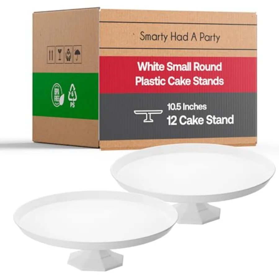 

Plastic Cake Stand Cupcakes Holder White Round Dessert and Cookies Platter Display Stand Accessories for Wedding and All Occasi