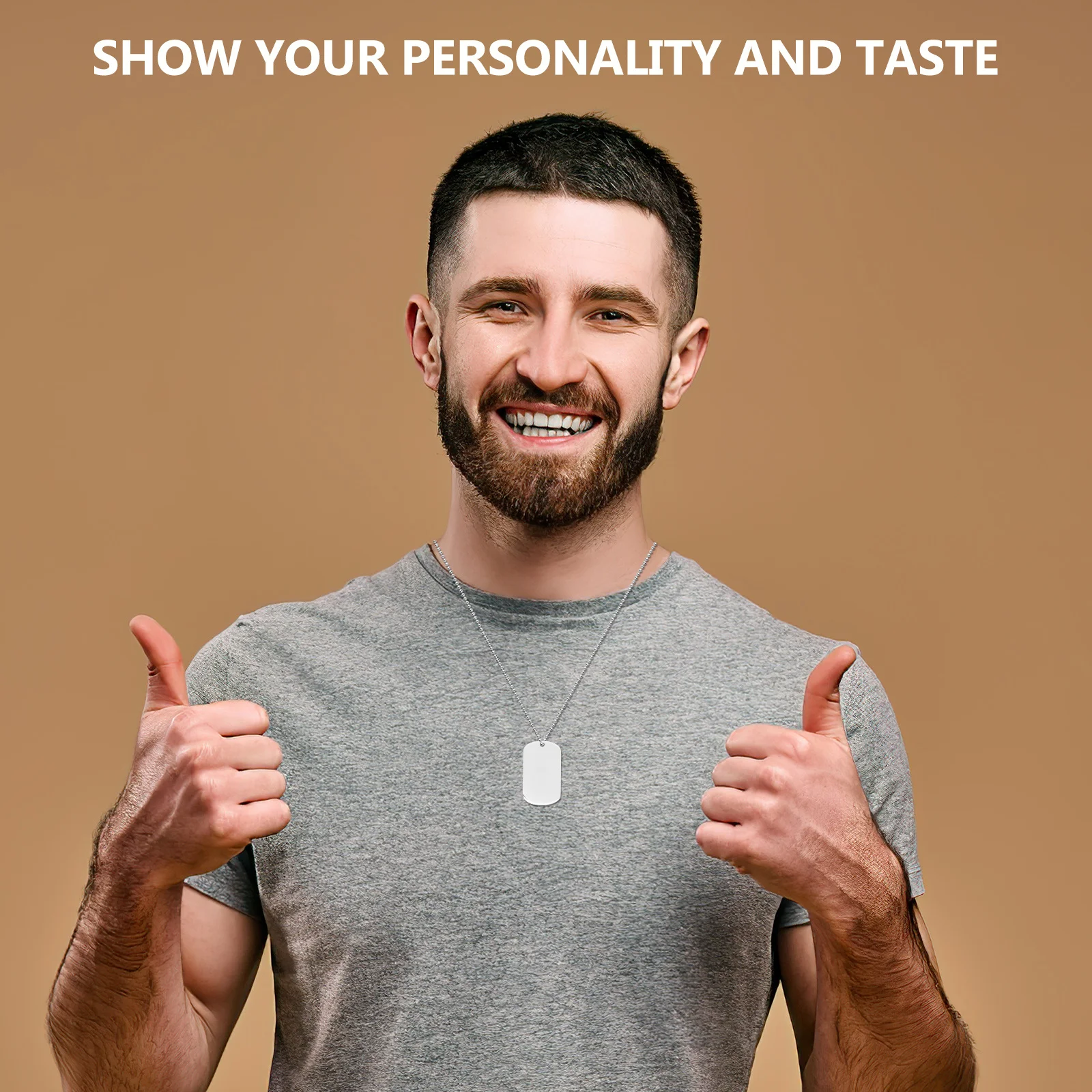 

Men Stainless Steel Double Sided Blank Dog Tag Pendant Chain Fashion Military Necklace for Men Dog Tag Necklace