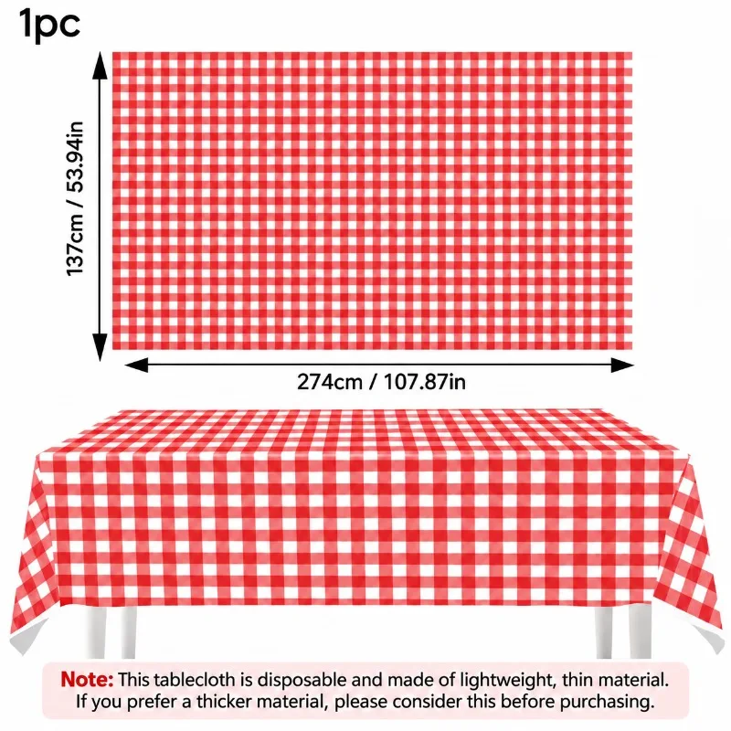 1pc Plaid Tablecloth for Picnic and Birthday Parties, Disposable Checkered Table Cover for Home Dining, BBQ and Outdoor Events