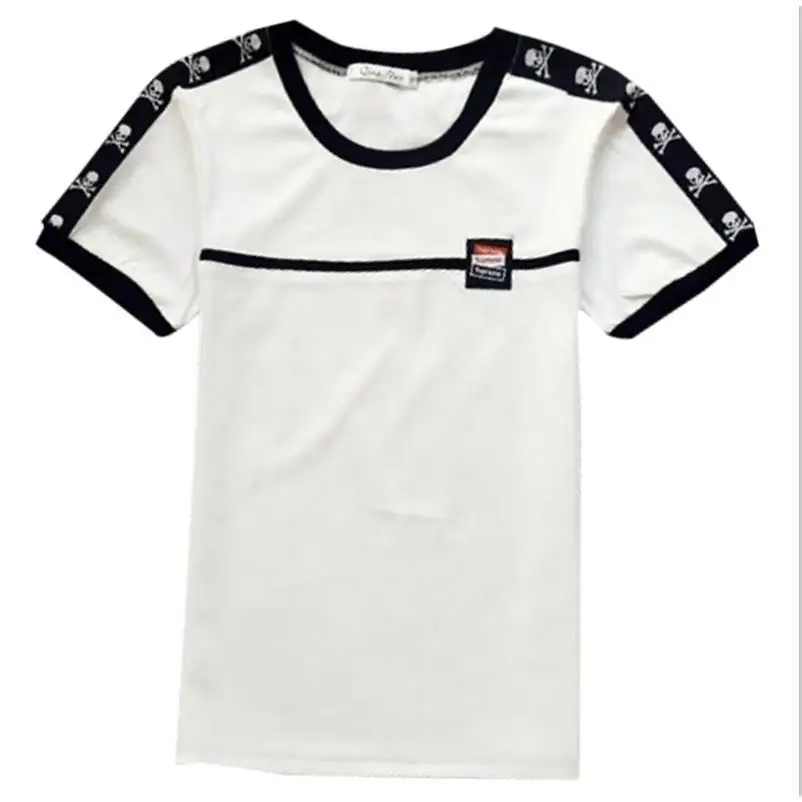 Male summer slim white fashion short sleeve T-shirt male hair stylist Joker half sleeve jacket