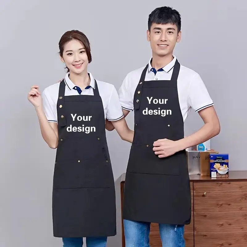 Men's And Women's Canvas Aprons Printed Logo Personalized Custom DIY Restaurant Kitchen Catering Service Hotpot Cake Shop Apron
