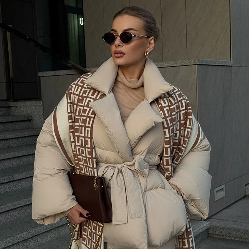 Giacche in cotone da donna eleganti con lacci solidi Colletto rovesciato sottile Cappotti a maniche lunghe Donna alla moda Tenere al caldo Streetwear Nuovo