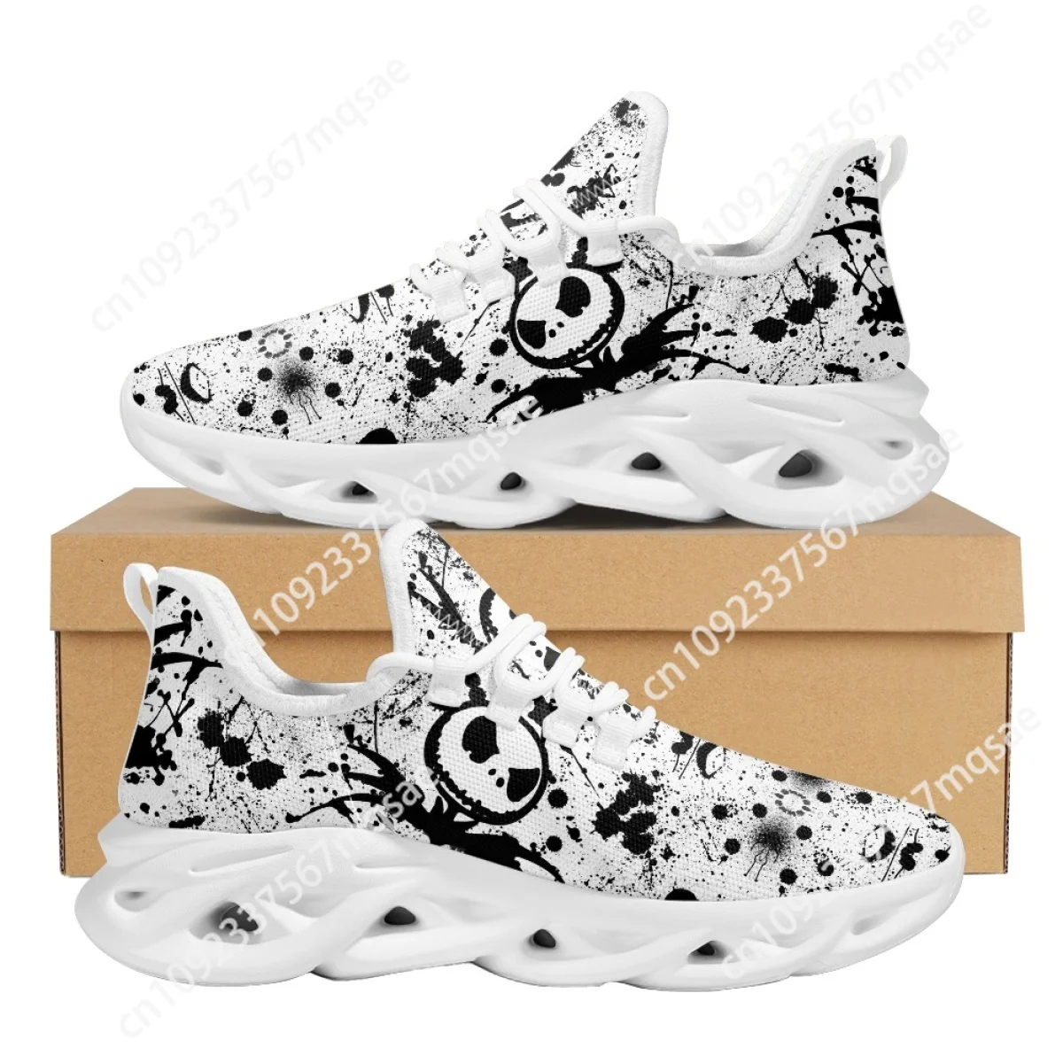 

Custom Women's Non-Slip Running Sneakers Nightmare Christmas Print Platform Shoes for Ladies Wear-resistance Walking Shoes