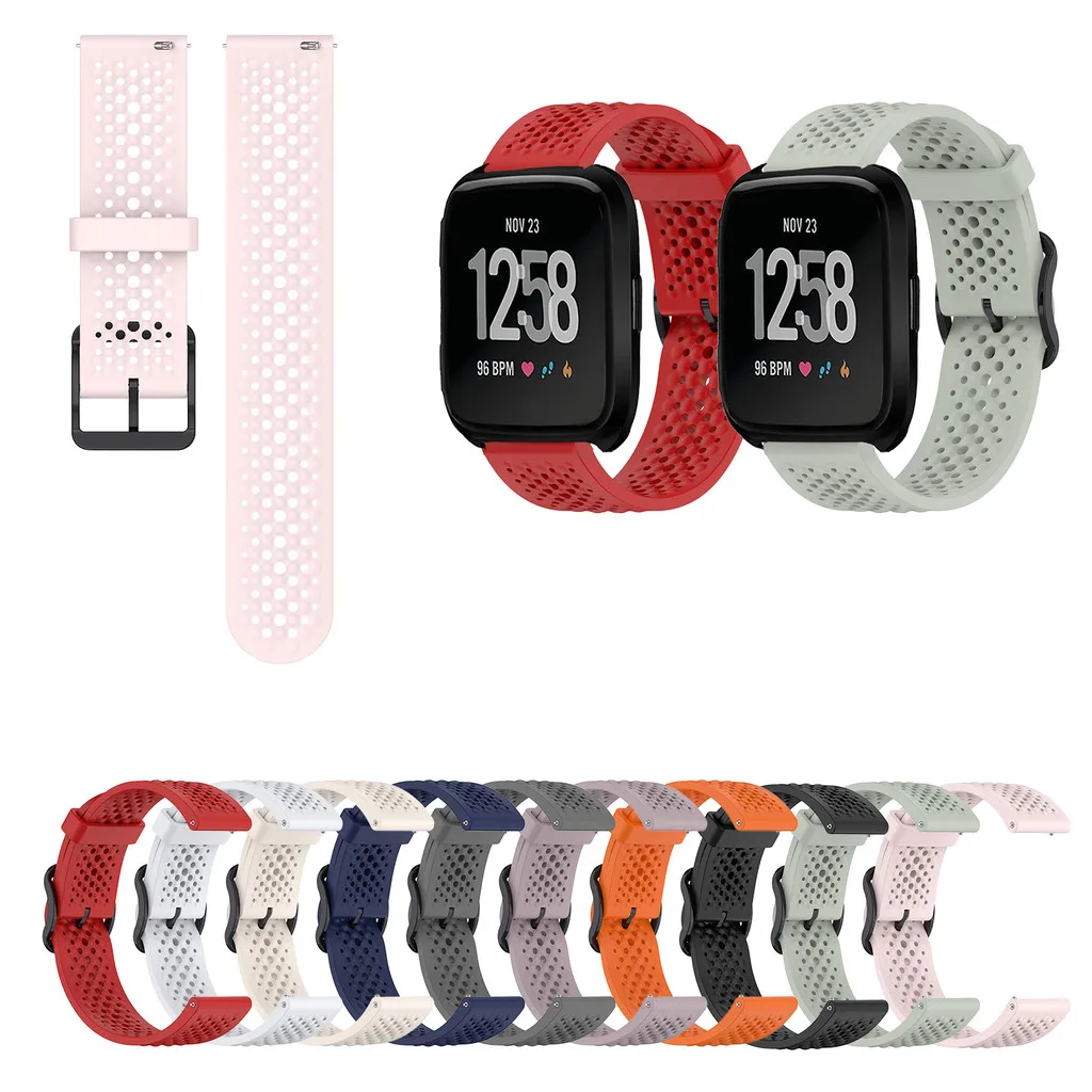 Breathable Soft Silicone Strap for Fitbit Versa 2 / Versa Lite / Versa 1/ SE Sport Strap Waterproof Watch Band