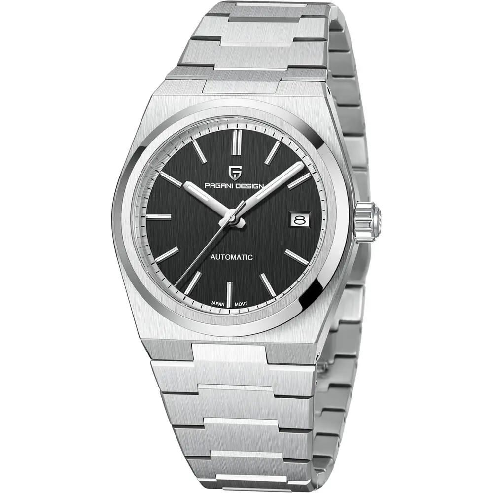 

Дизайнерские часы для мужчин с японским автоматическим механическим механизмом, сапфировое стекло 40 мм, нержавеющая сталь 316L, водонепроницаемость 100 м, светящиеся элементы.