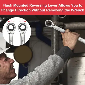 12dílná sada ráčnových klíčů s oboustrannou ráčnou, 72 zubů, metrické rozměry 8 mm-19 mm s úložným pouzdrem, pro motocykly/automobily/mechanické atd. 6 nejlepší prodej sada ráčen s nacvakávacím nářadím - №1