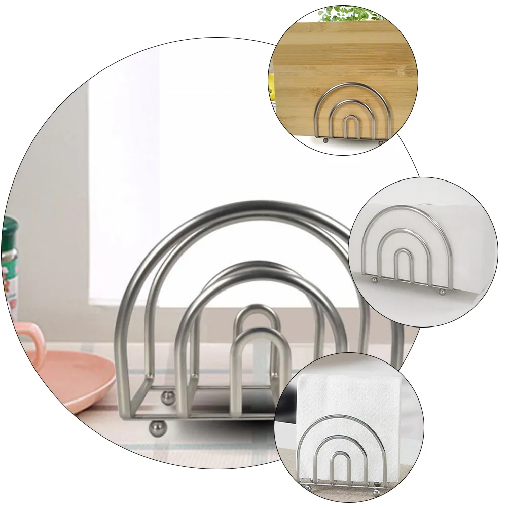 

Carbon Steel Napkin Holder Kitchen Shelf Tissue Paper Rack Silver Color Bathroom Accessories Decor Paper Towel