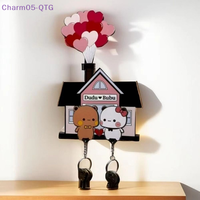 HOT! Wall Key Holder Panda Bubu And Dudu Acrylic Keychain Hanger Cartoon Backpack Charm Key Ring Pendant Accessory Couple Gift