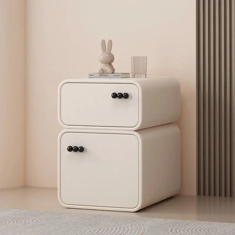 Premium cream style ultra-narrow light luxury nightstand small bedroom home modern ins style