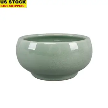 綠色活性釉陶瓷花盆,帶排水孔,時尚室內盆栽植物裝飾,可擺放在桌面和架子上展示 12 最佳銷售 可愛的小盆 - №1