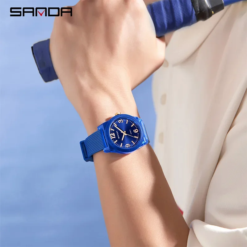 SANDA ファッションユース学生クォーツ腕時計シリコンストラップ多機能スポーツ防水夜光針学生クォーツ腕時計