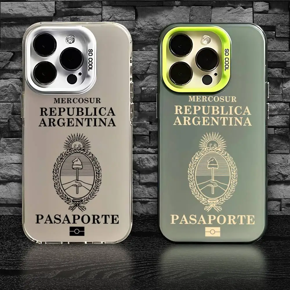 

Argentina Passport Phone Case For iPhone 16,15,14,13,12,11,Pro,XS,Max,Plus,Mini,SE Colorful Candy Matte Shockproof Cover