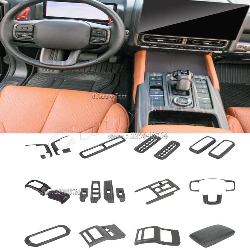 LHD Peach Wood Window Lift Switch Gear AC Cover Interior Accessories For HAVAL H9 2nd MKII 2024-2026