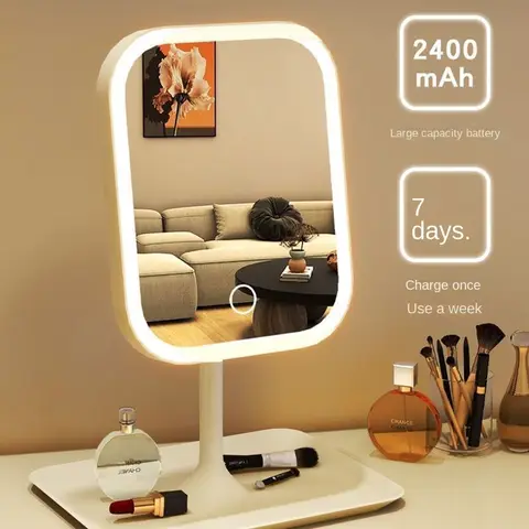 저장 쟁반을 가진 현대 화장 거울, 3 색깔 빛 LED 탁상용 화장대 거울, 여자 침실 드레싱 감동적인 거울 저장 쟁반을 가진 현대 화장 거울, 3 색깔 빛 LED 탁상용 화장대 거울, 여자 침실 드레싱 감동적인 거울