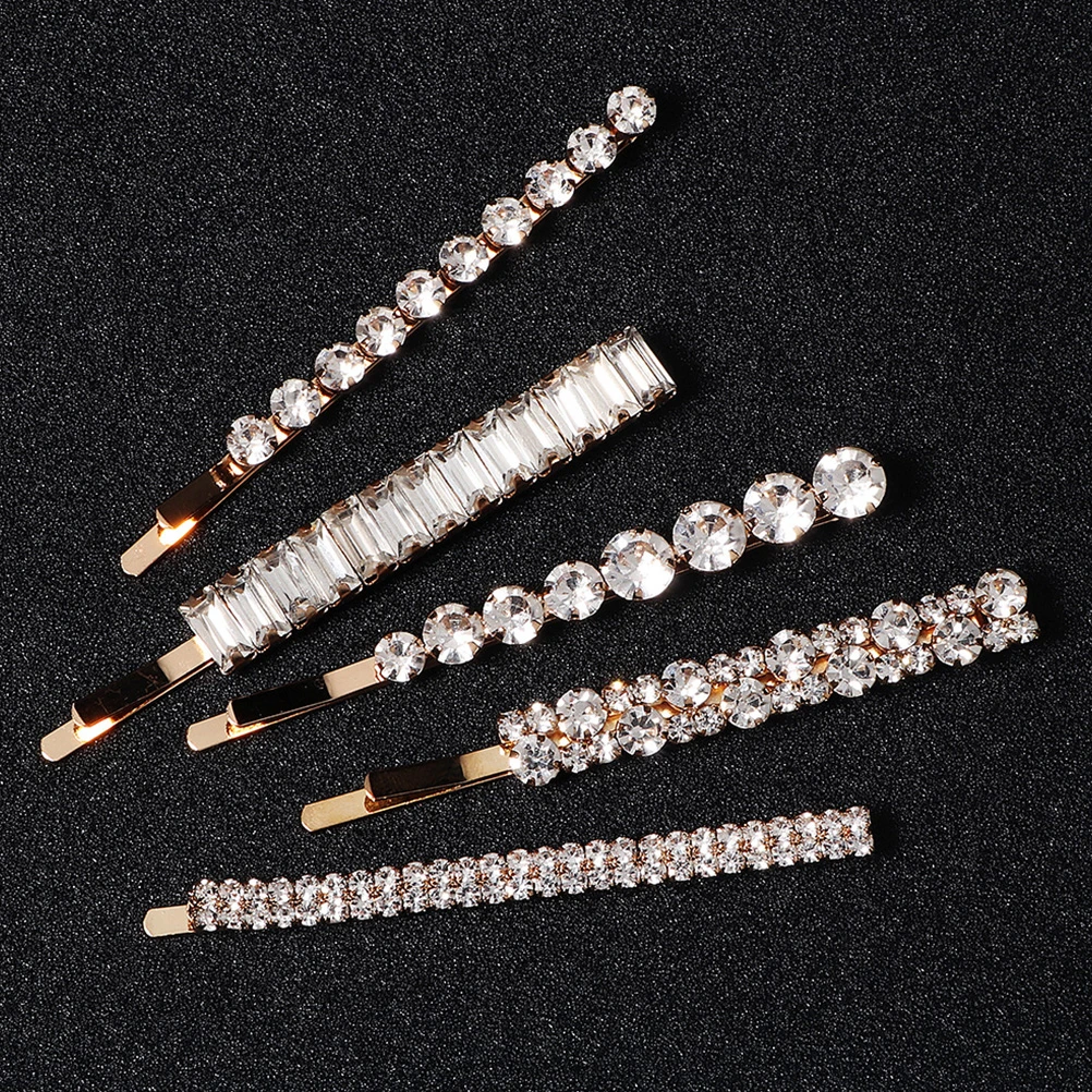 

5pcs Rhinestone Hair Clips Clear Crystal Barrettes Decorative Hairpins Elegant Hairstyle Jeweled Accessories 2024 Trendy Wedding