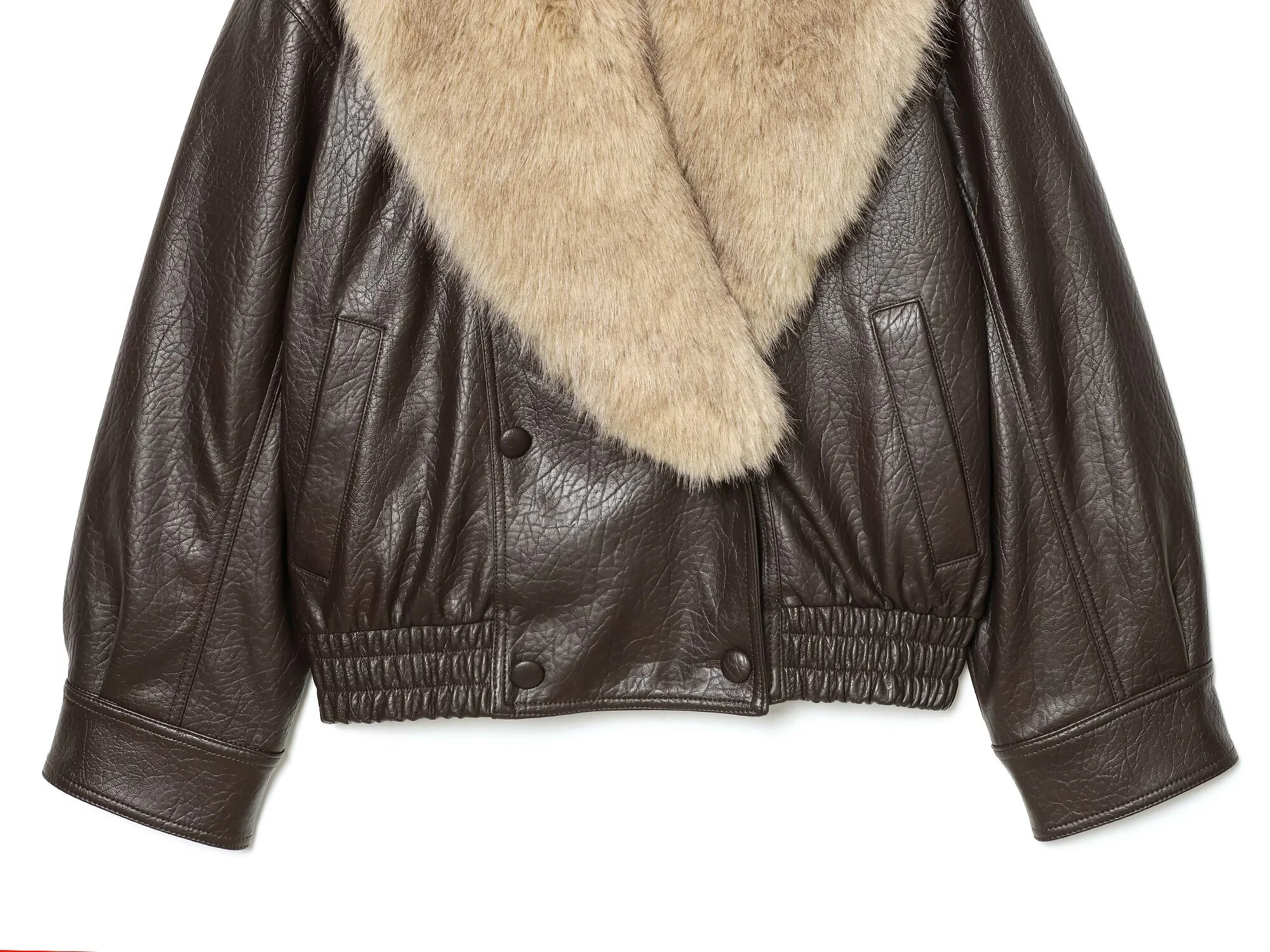 سترة نسائية شتوية جديدة لعام 2025 عصرية ومتعددة الاستخدامات وبسيطة وفضفاضة من الجلد الصناعي مع ياقة من الفرو قابلة للفصل #4