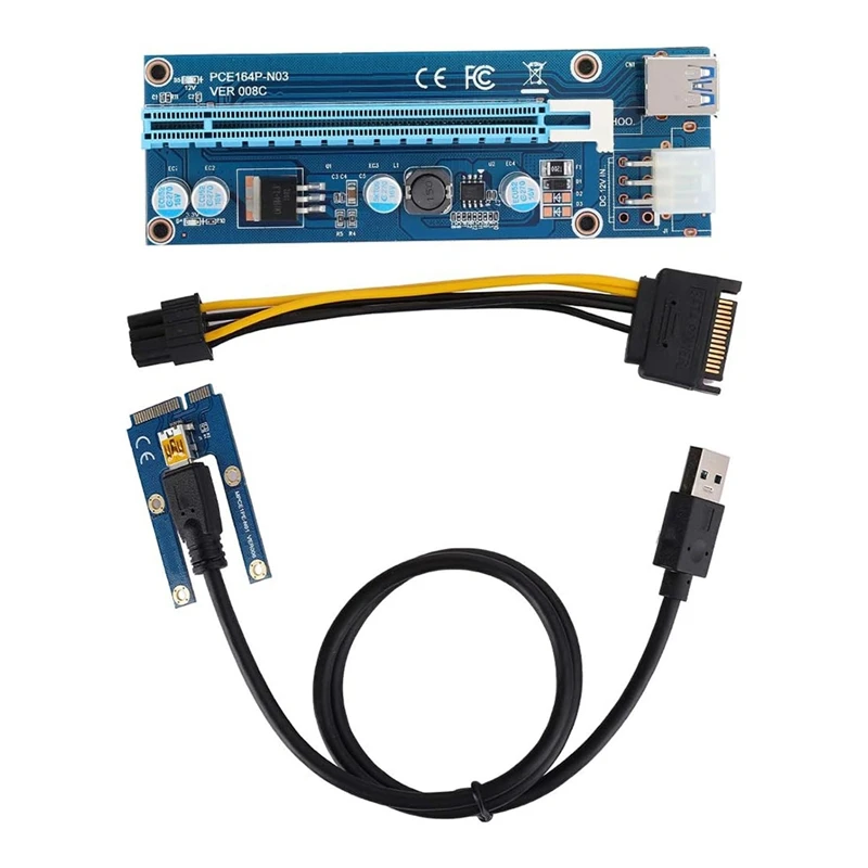 Mini PCIE 16X Adapter,PCIE To PCI Express16x Extender,With 4 Solid Capacitors And 6Pin Interface,For Video Card Mining-AT93