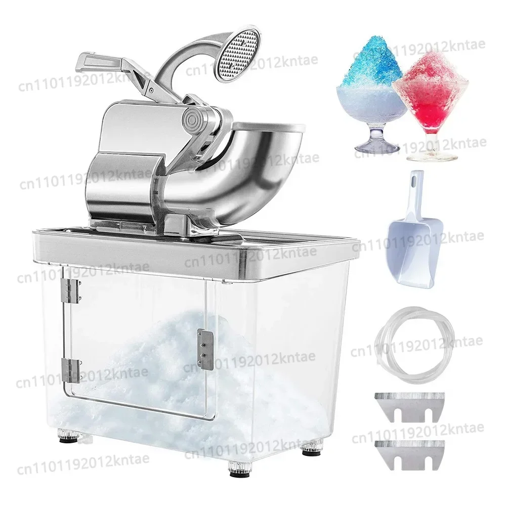 350W Electric Snow Cone Machine with Dual Blades,Commercial Ice Crusher 440lbs/h Stainless Steel Ice Shaver
