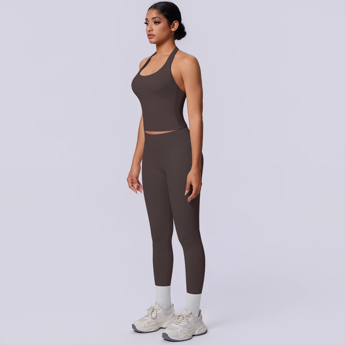 Sport Fitness Kleidung Damen Yoga Set Sommer Gym Lauf-Workout Top Yoga Weste Einfarbige Po-Formende Fitness Hose Yoga Set – Detail 31