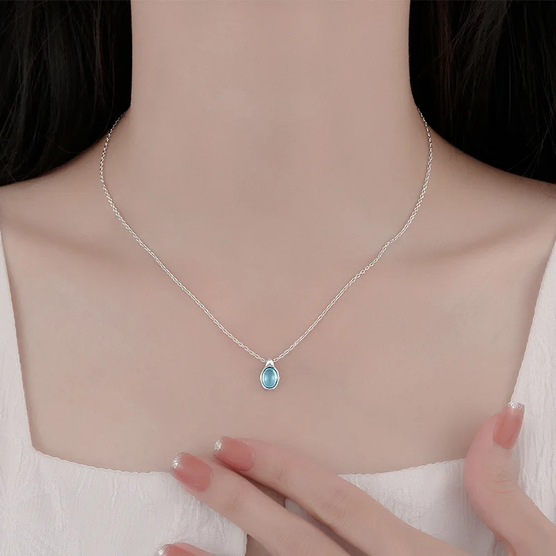 

Ожерелье из стерлингового серебра 925 пробы с одним цирконом для женщин, модная и изысканная сверкающая цепочка на ключицу, роскошный ювелирный подарок