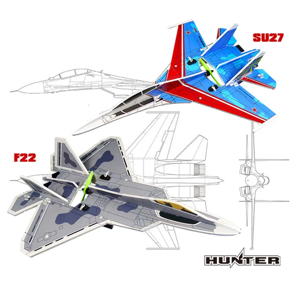 HEEWING - HUNTER MPP Foam  Plane RC Airplane：F22/SU27 Airplane Frame with complete electronic spare parts Upgraded version B