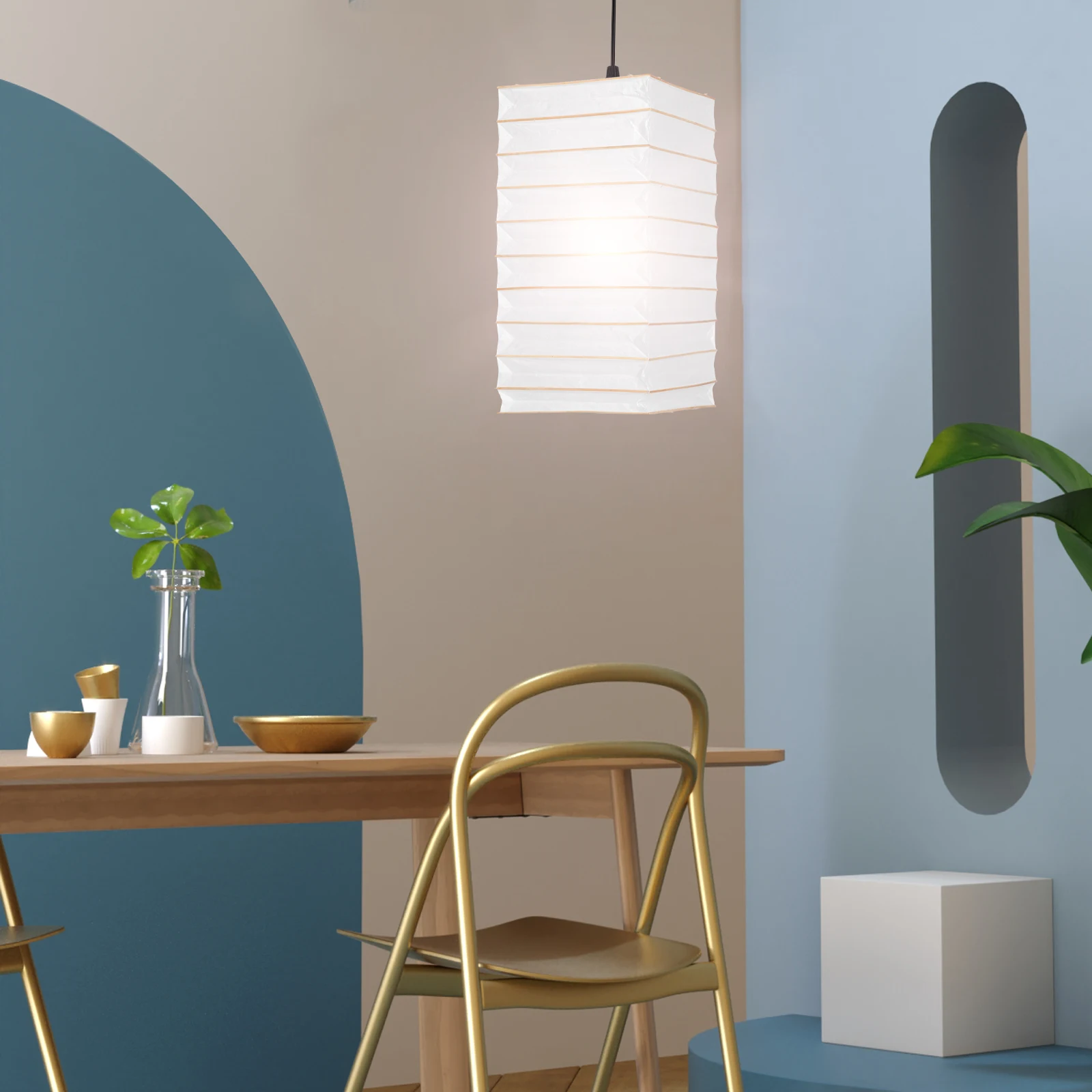 

30x64cm Foldable Paper Lantern Shades Rectangular Ceiling Lampshade Home Decor Warm Lighting Accessory