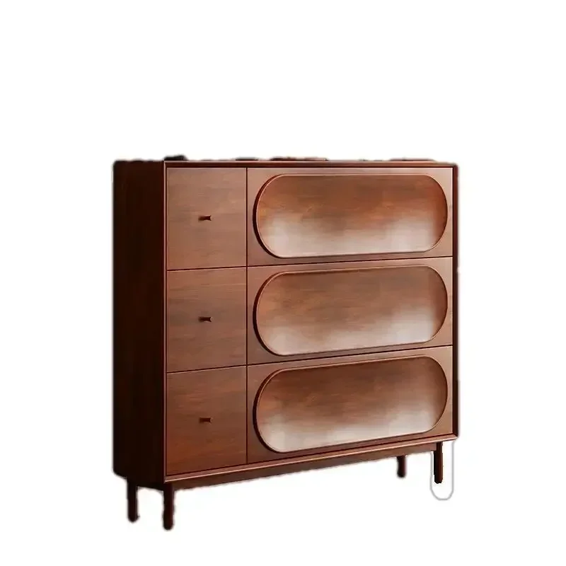 Antique and durable tipping bucket shoe cabinet, ultra-thin household simple door modern retro entrance