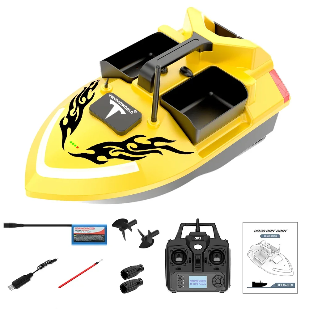 VWVIVIDWORLD,2024 New,GPS Fishing Bait Boat,500m Control/Fish Finder/Automatic Cruise/Return/Route Correction,RC Bait Boat