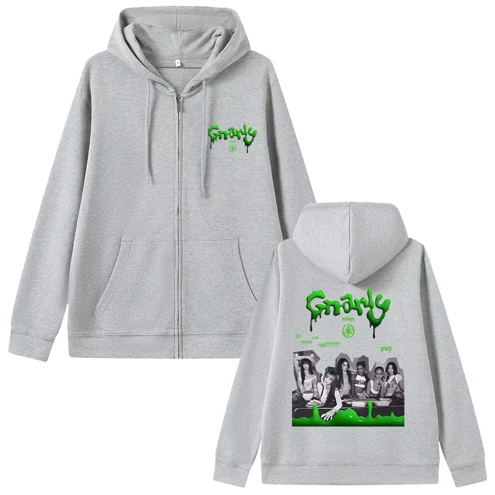 الكورية Kpop Katseye غابرييلا الجرافيك قلنسوة بسحاب الرجال النساء الهيب هوب موضة موسيقى البوب زمم سترة الذكور هوديس خمر عادية #3