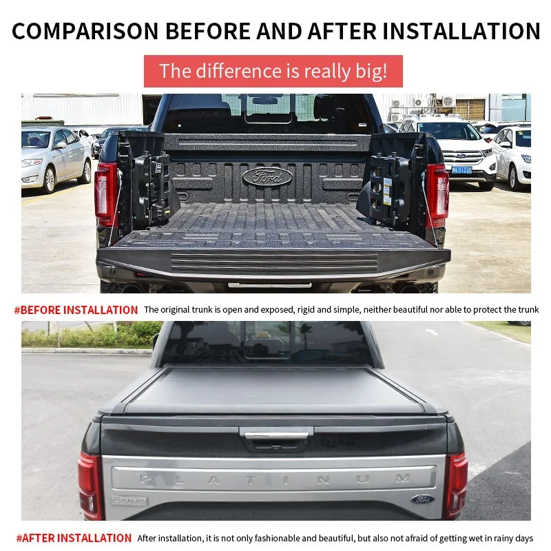 Remote Control Aluminum Hard Pickup truck Bed Cover Retractable Roller shutter electric Tonneau  for Ford F150 Raptor