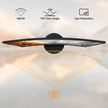 24palcový zakřivený monitor, zakřivený počítačový monitor s rozlišením Full HD 1080P, obrazovka 1500R, HDMI VGA, nastavení náklonu, LCD displej, ochrana zraku 10 nejlepší prodej 24palcový přenosný monitor - №7