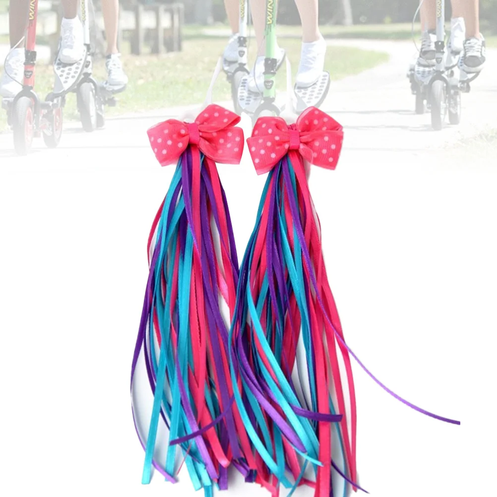 

2Pairs Kids Bike Streamers Colorful Handlebar Tassels Easy Install for Scooter Tricycle Accessories Handlebar Streamers