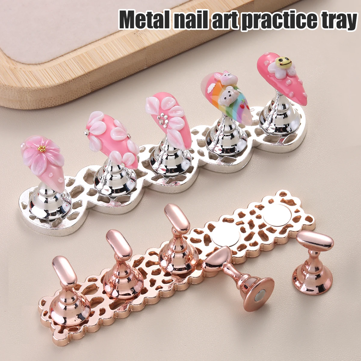 Cat-Eye Nail Art Base, Nail Practice Base, Silver Champagne Metallic Base, Color Swatch Card Holder Tool