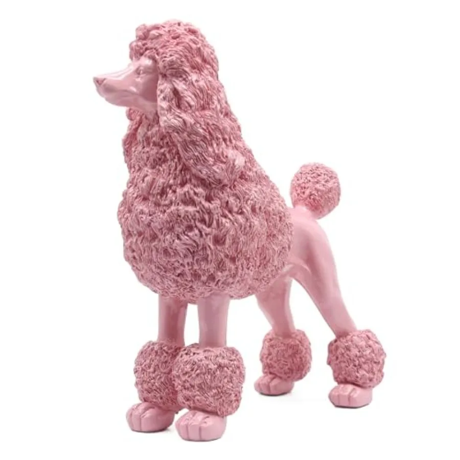 

Lukitas Standing Pink Poodle Sculpture Decor Decorative Dog Statue Animal Ornament for Garden Home Resin 10''