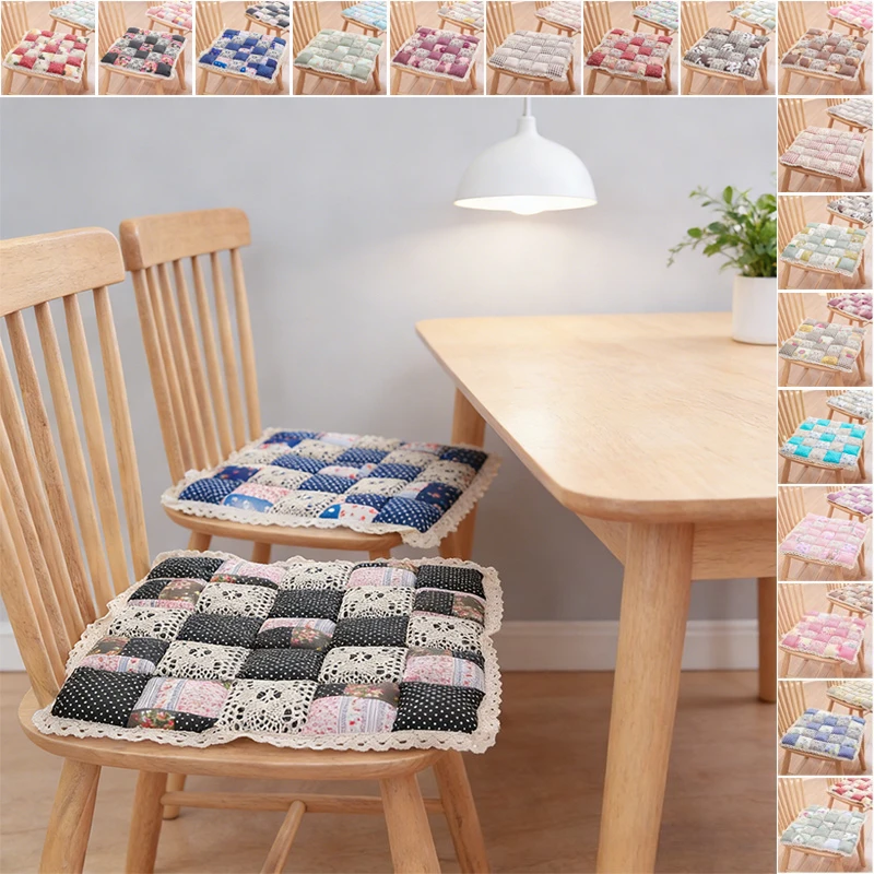 

1/4PCS Floral Lace Edge Cotton Chair Cushion All-Season Universal Non-Slip Durable Pad for Dining Chair & Car Seat Decoration