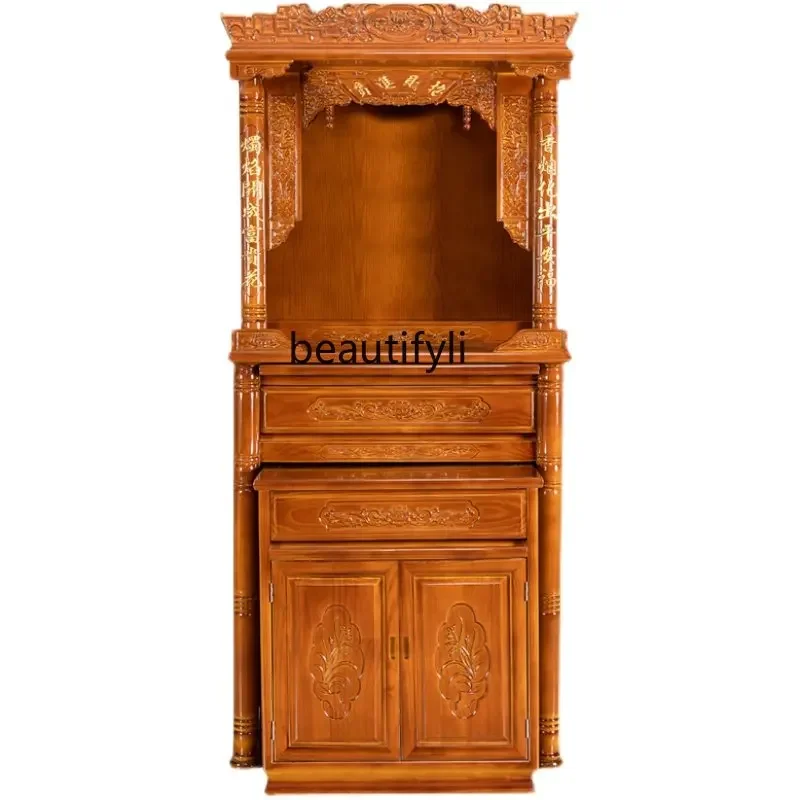 

Solid Wood Buddha Niche New Chinese Style Clothes Closet Altar Economical Household Altar BuddhaCabinetBuddhaStatueEnshrine Sets