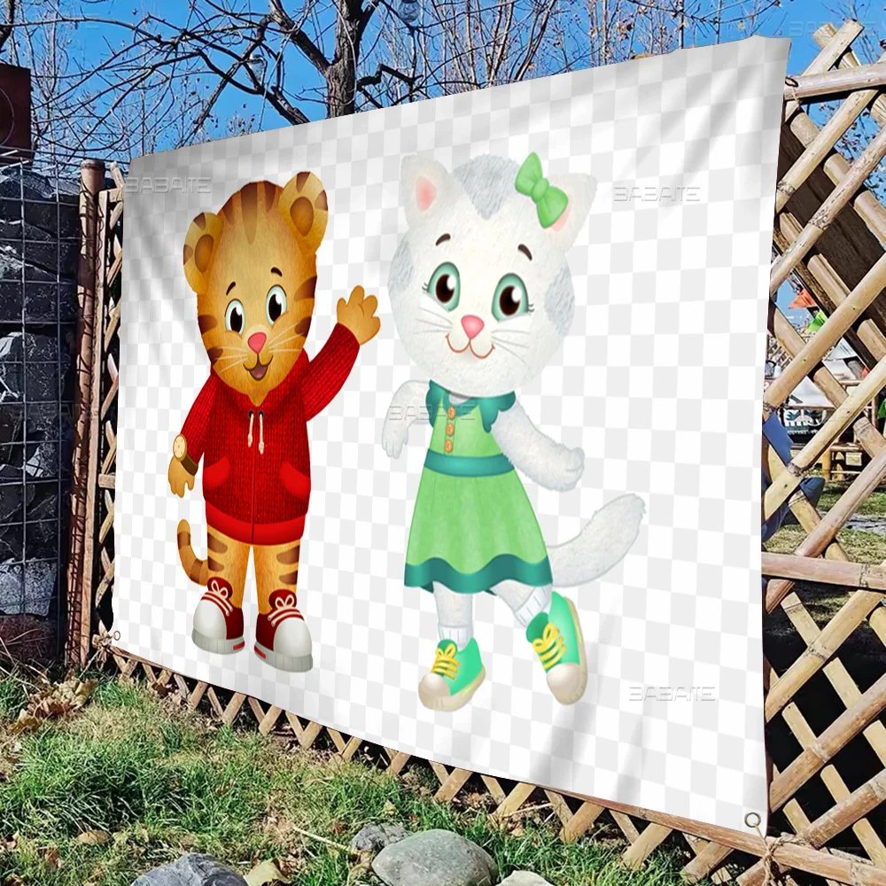 Daniel Tiger's Stop Banner INS Style Outdoor Party Decoration Atmosphere Flag