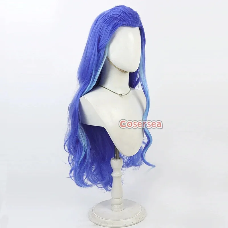 Cosersea Aorun تأثيري الباروكات Ne Zha 2 Aorun لعب الأدوار 90 سنتيمتر المرأة طويلة متموجة الأزرق مختلط الضوء الأزرق شعر مستعار الاصطناعية الشعر مقاومة للحرارة