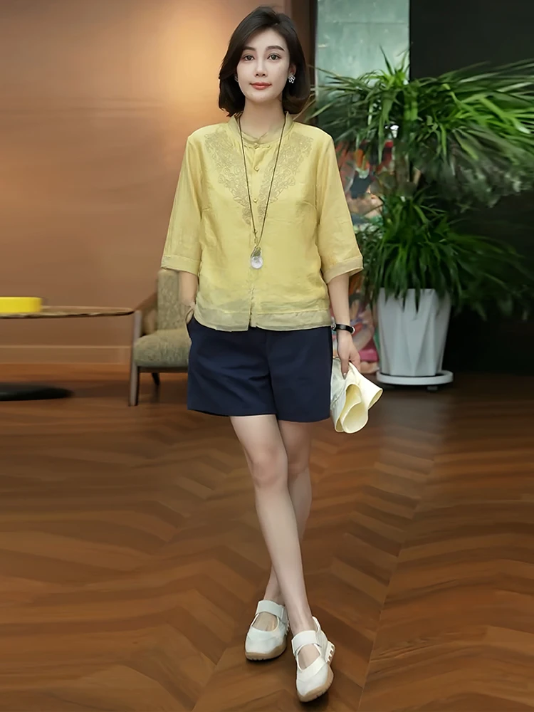 

Casual New Chinese Sle Women's irt Summer 2026 Small Size Loose Versatile Faionable Small irt Breathable Thin Fabric ...